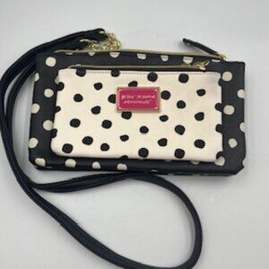 Betsey Johnson Crossbody Purse‎ Black & White Dot Bag Clutch